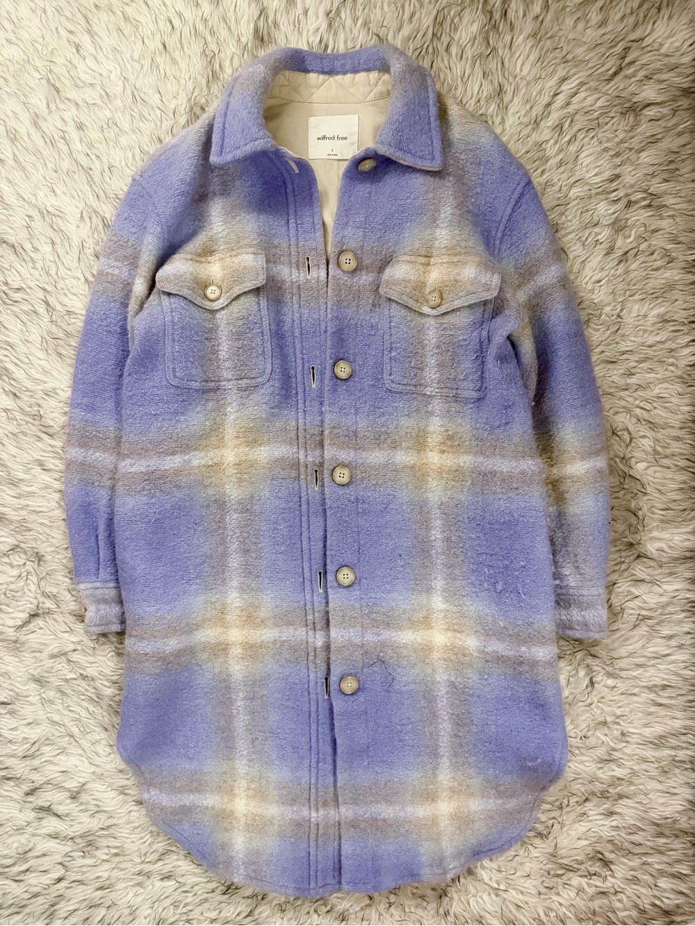 Wilfred Free ‘The Ganna’ Long Shirt Jacket - Lavandin / Marcel Lt Brc